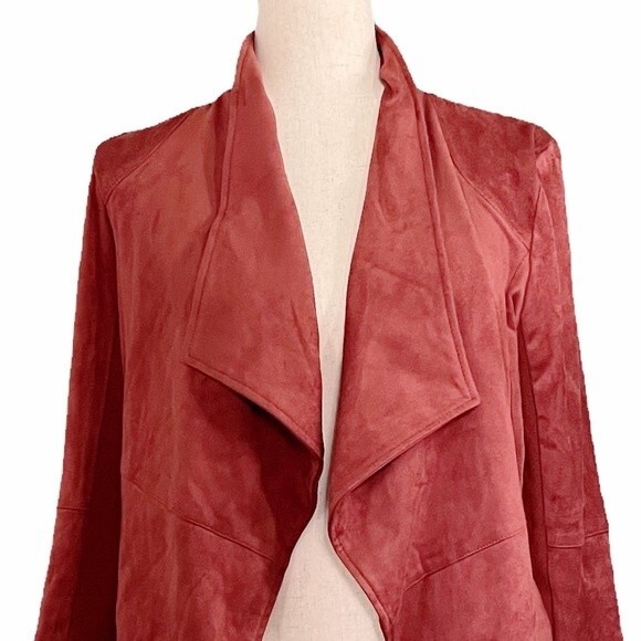 BB Dakota Wade Faux Suede Open Front Lagenlook Jacket Cinnamon Rust Size Medium - Picture 3 of 11